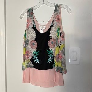 Corey Lynn Calter Black & Pink Open Black Layered Tank, Small